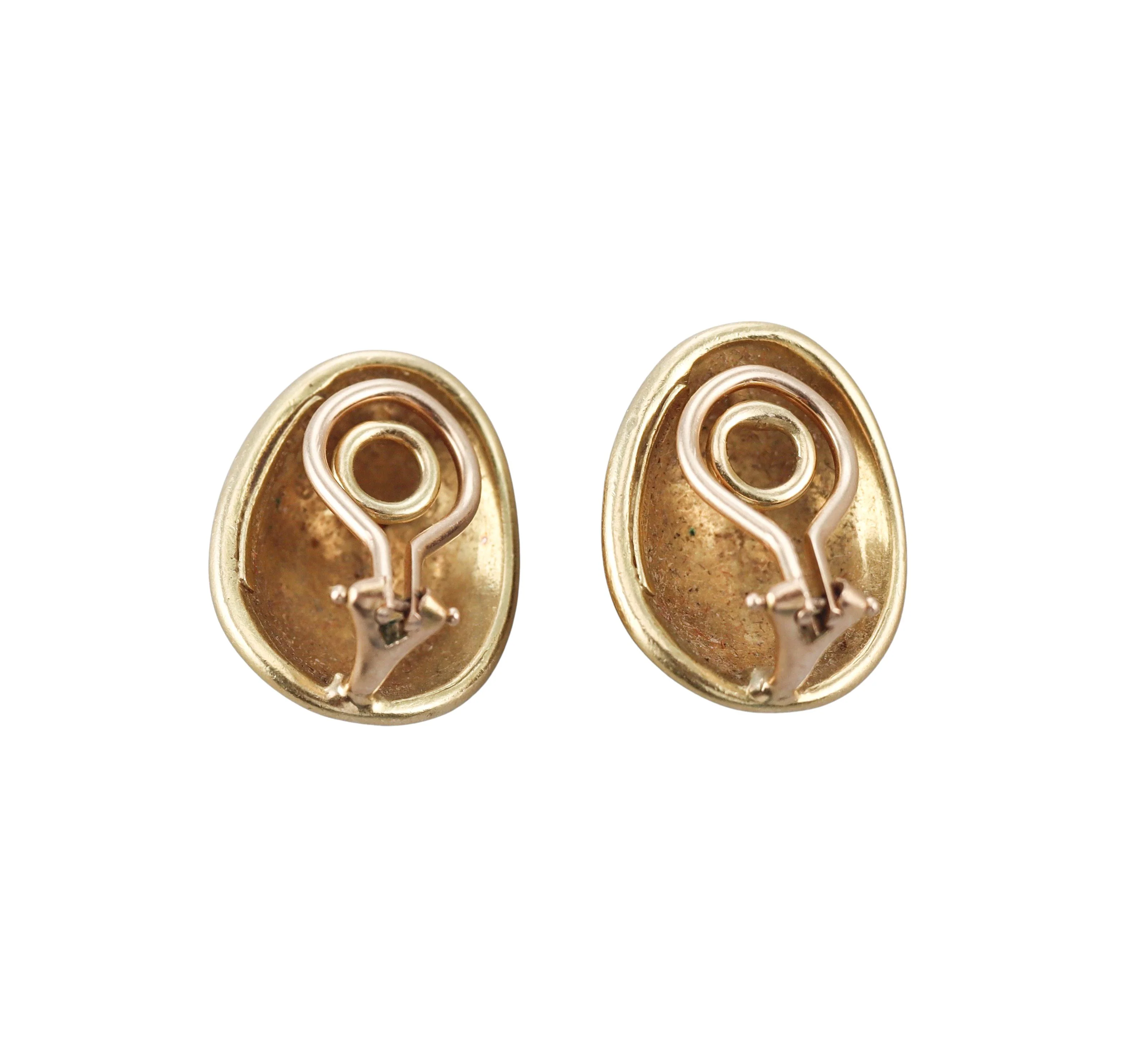 Tiffany Co Schlumberger Blue Enamel Gold Lozenge Earrings
