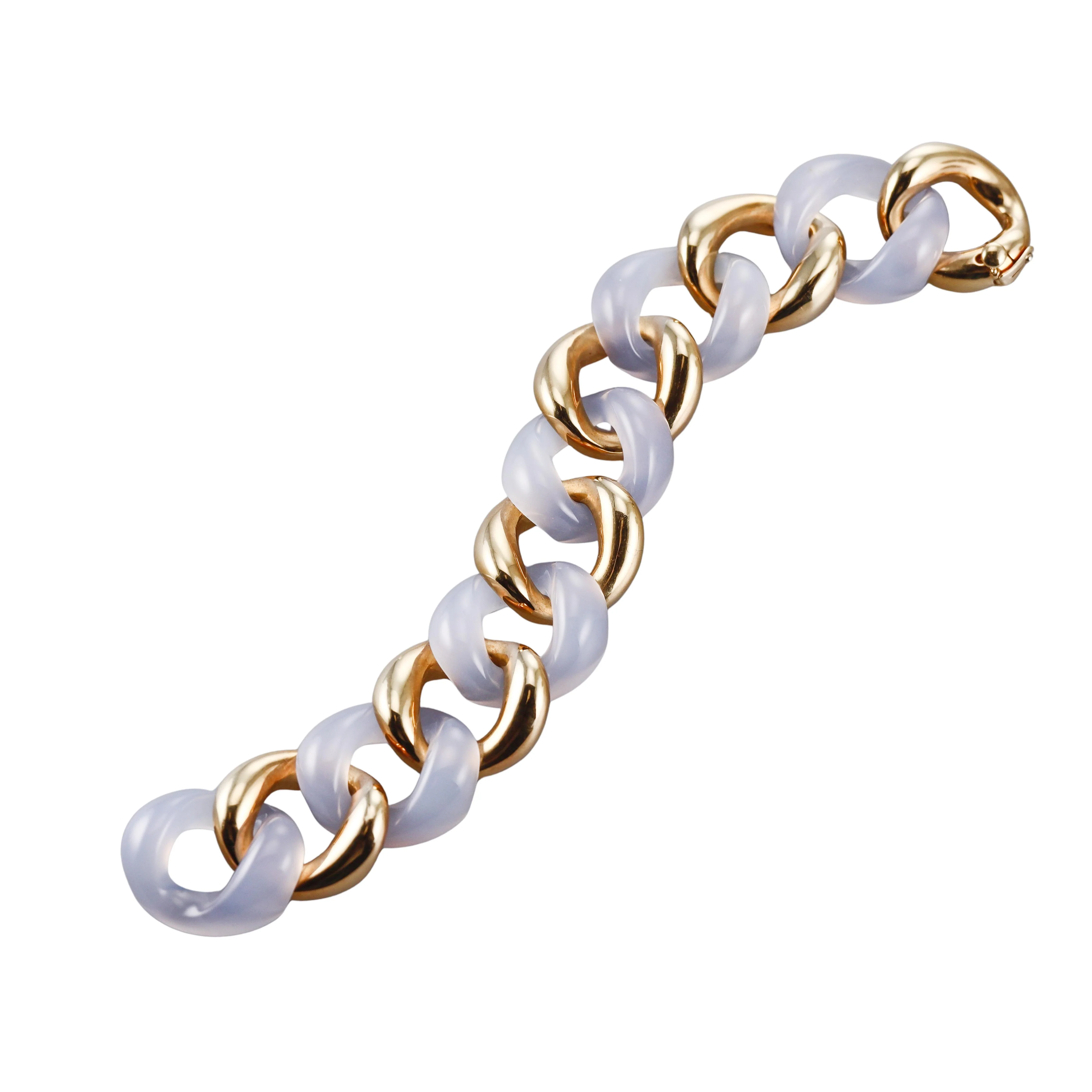 Seaman Schepps Chalcedony Gold Medium Link Bracelet