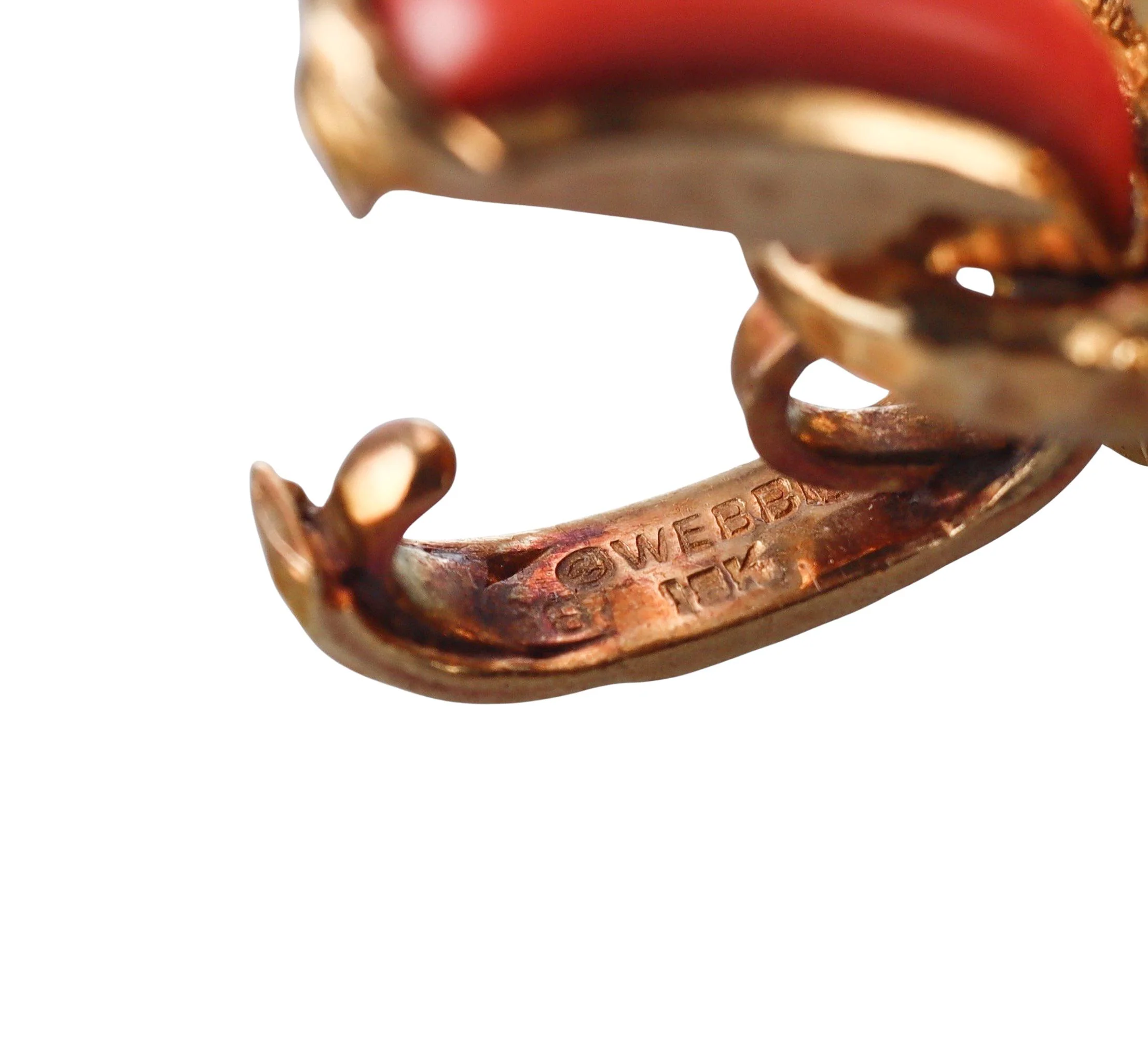 David Webb Diamond Enamel Coral Gold Link Necklace