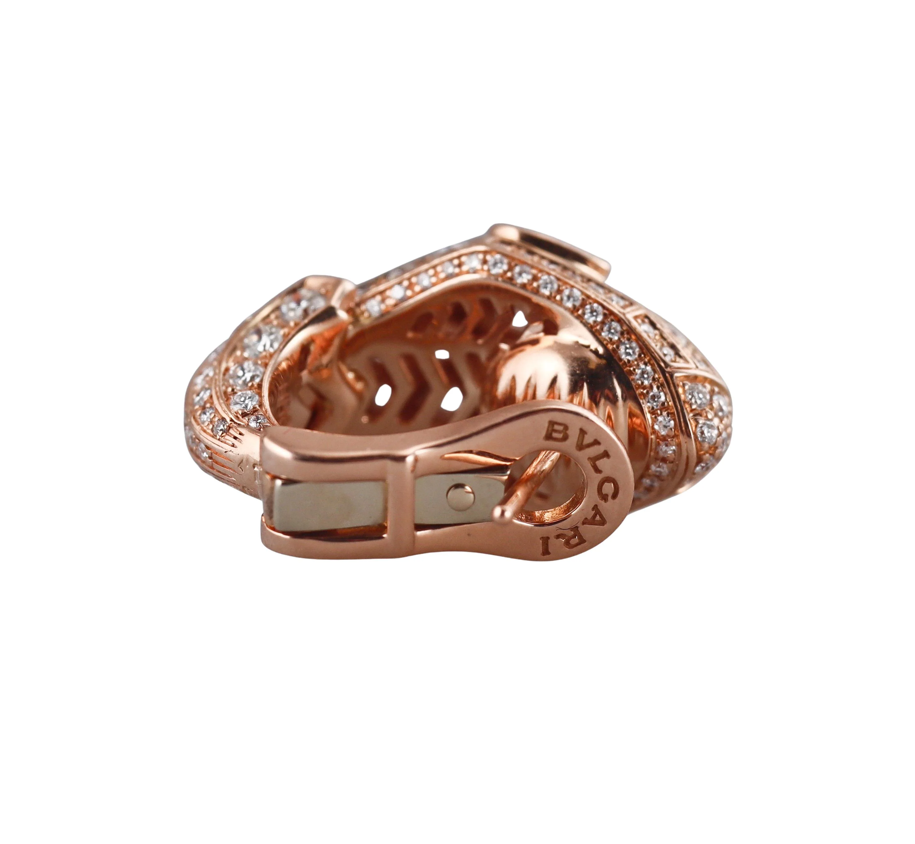 Bulgari Serpenti Diamond Rose Gold Earrings