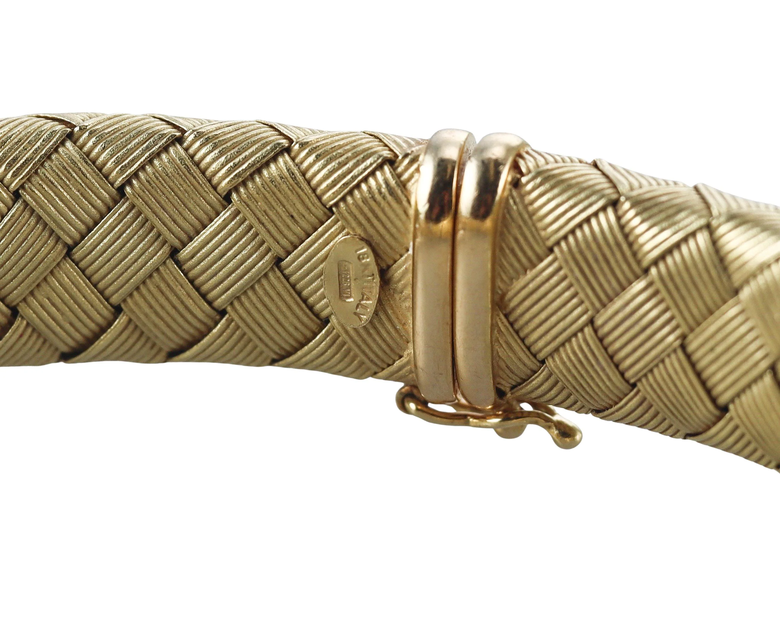 Roberto Coin Woven Silk Gold Sapphire Diamond Flexible Bracelet