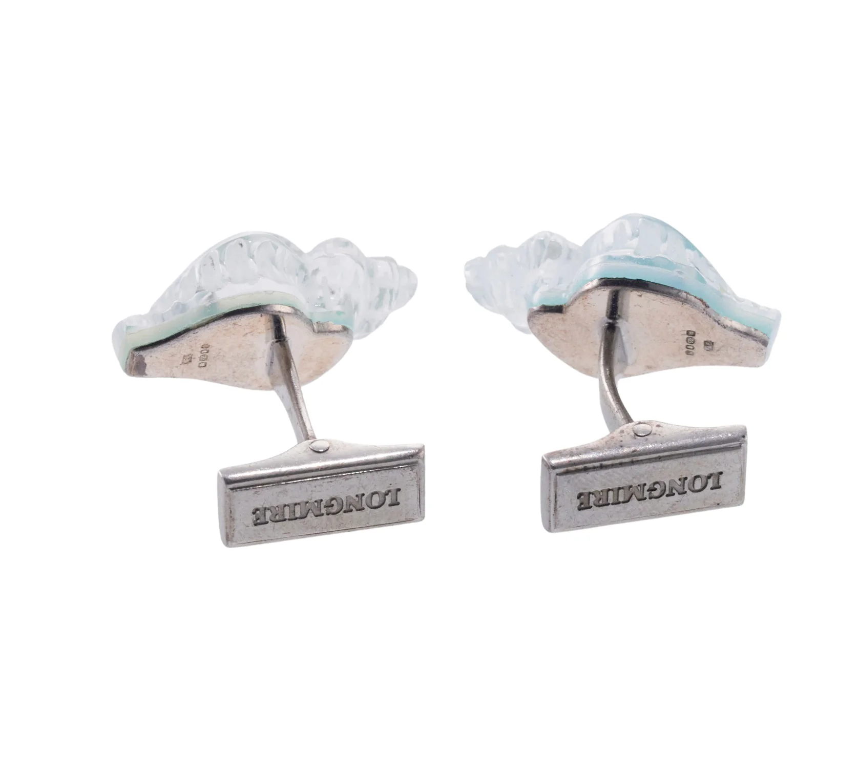 Longmire Carved Crystal Turquoise Shell Gold Cufflinks