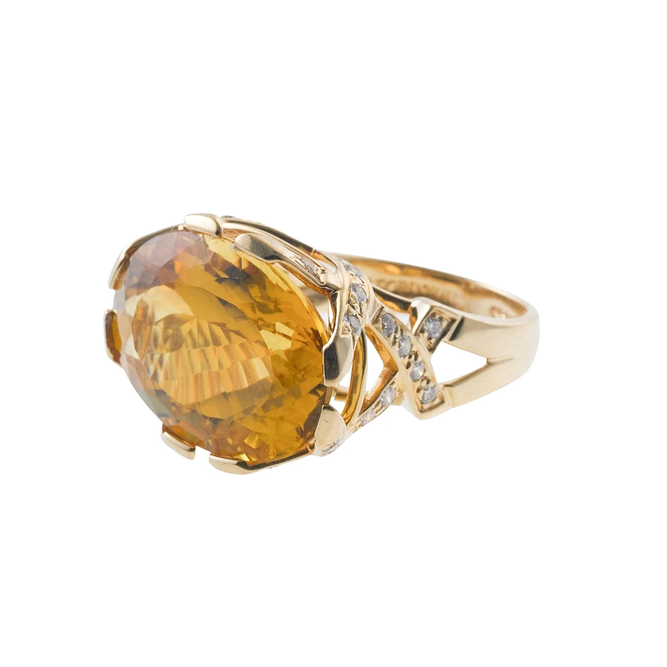 Tiffany Co Paloma Picasso Citrine Diamond Gold Ring