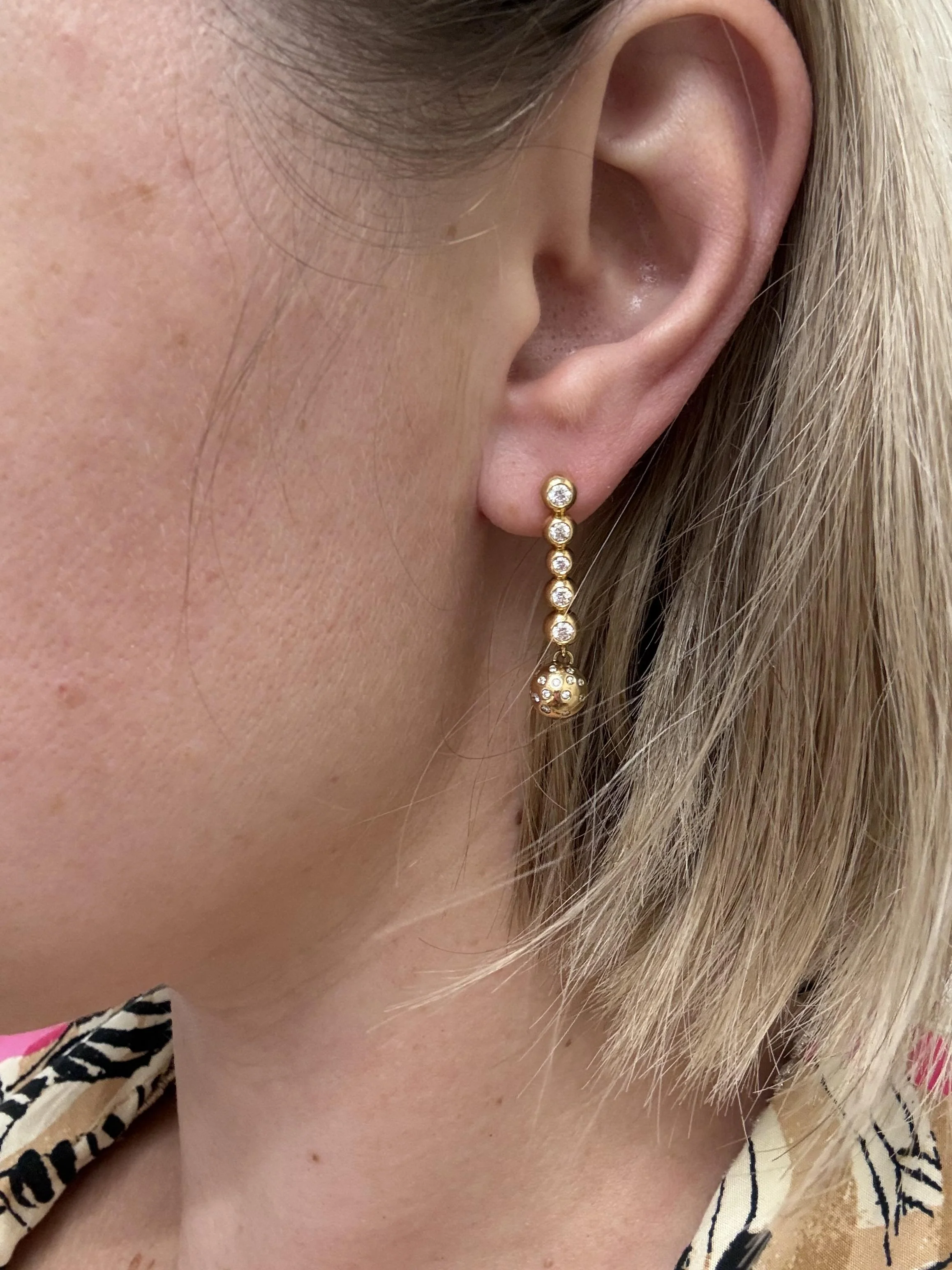 Bottega Veneta Sphere Diamond Gold Earrings