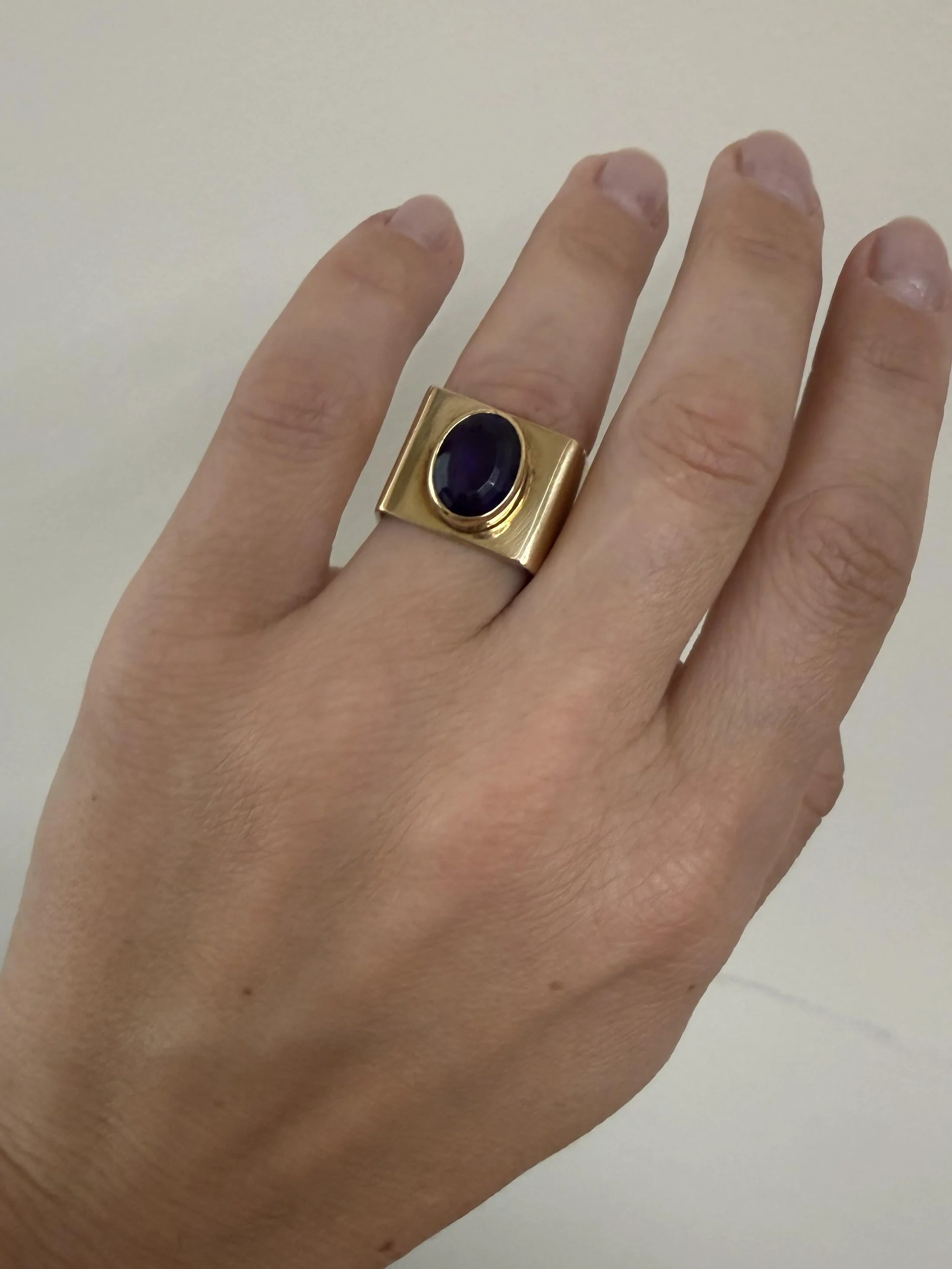 Cartier Dinh Van 1970s Amethyst Gold Geometric Ring