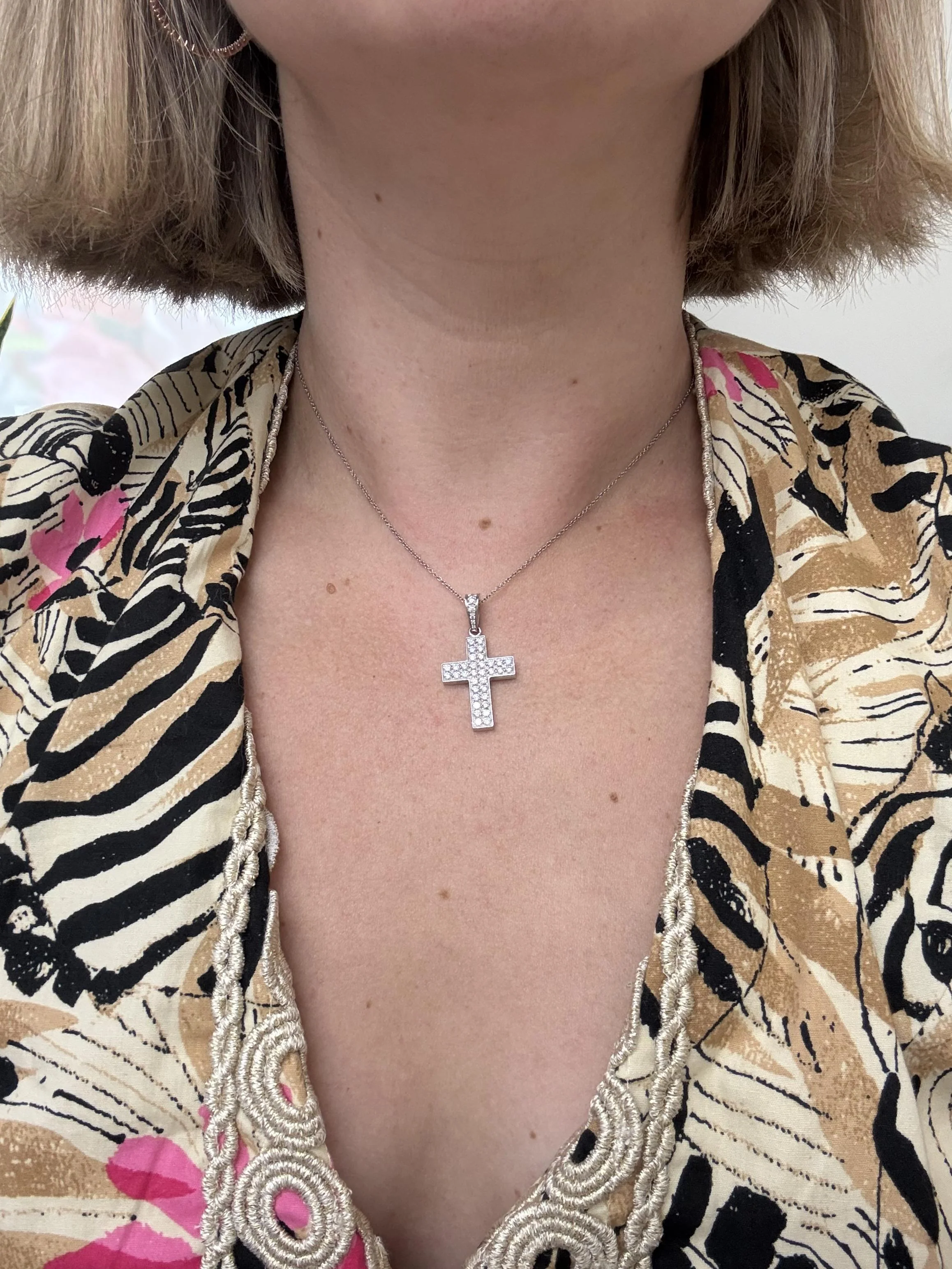 Cartier Gold Diamond Cross Pendant
