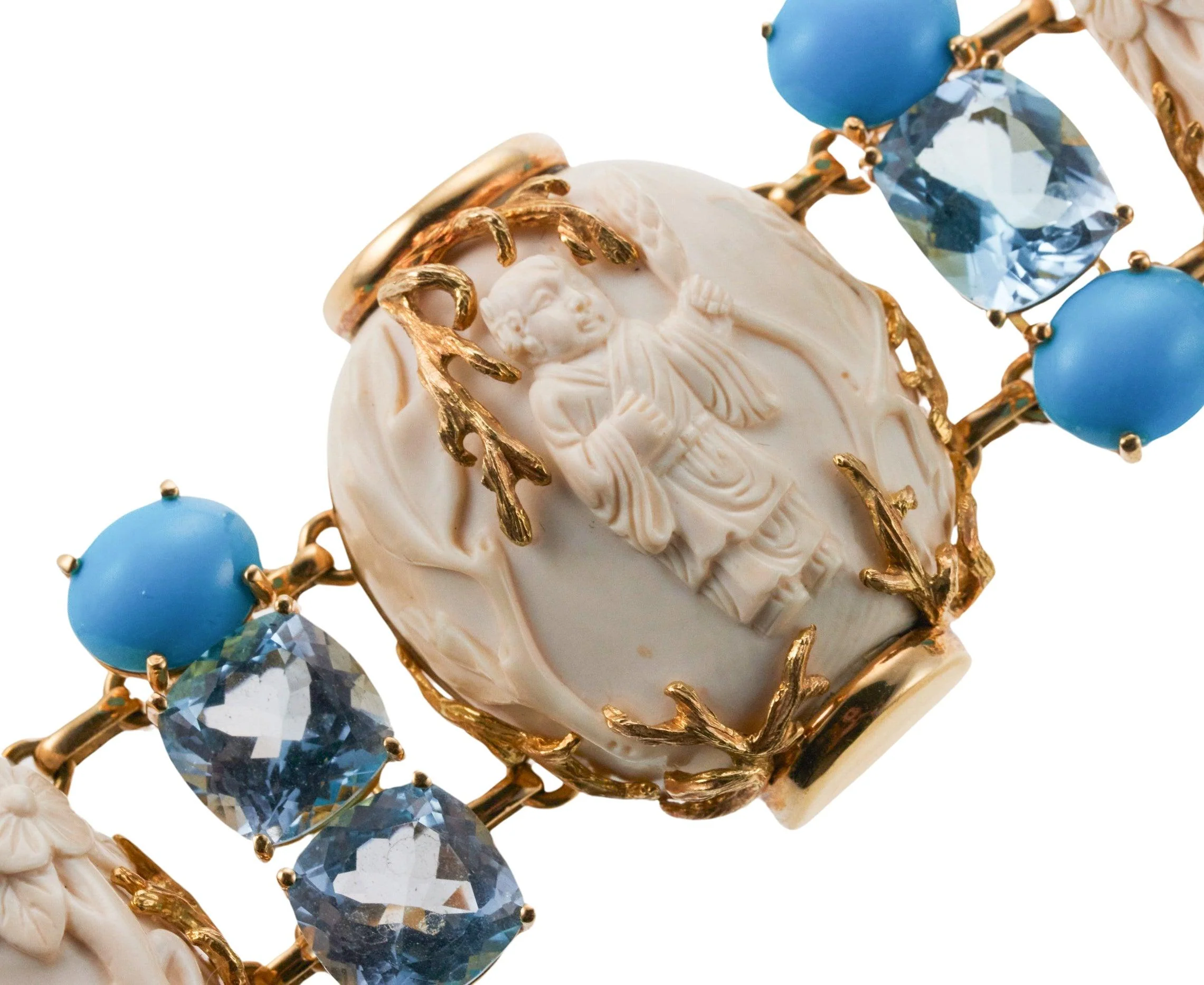 Seaman Schepps Blue Topaz Turquoise Gold Snuff Bottle Bracelet