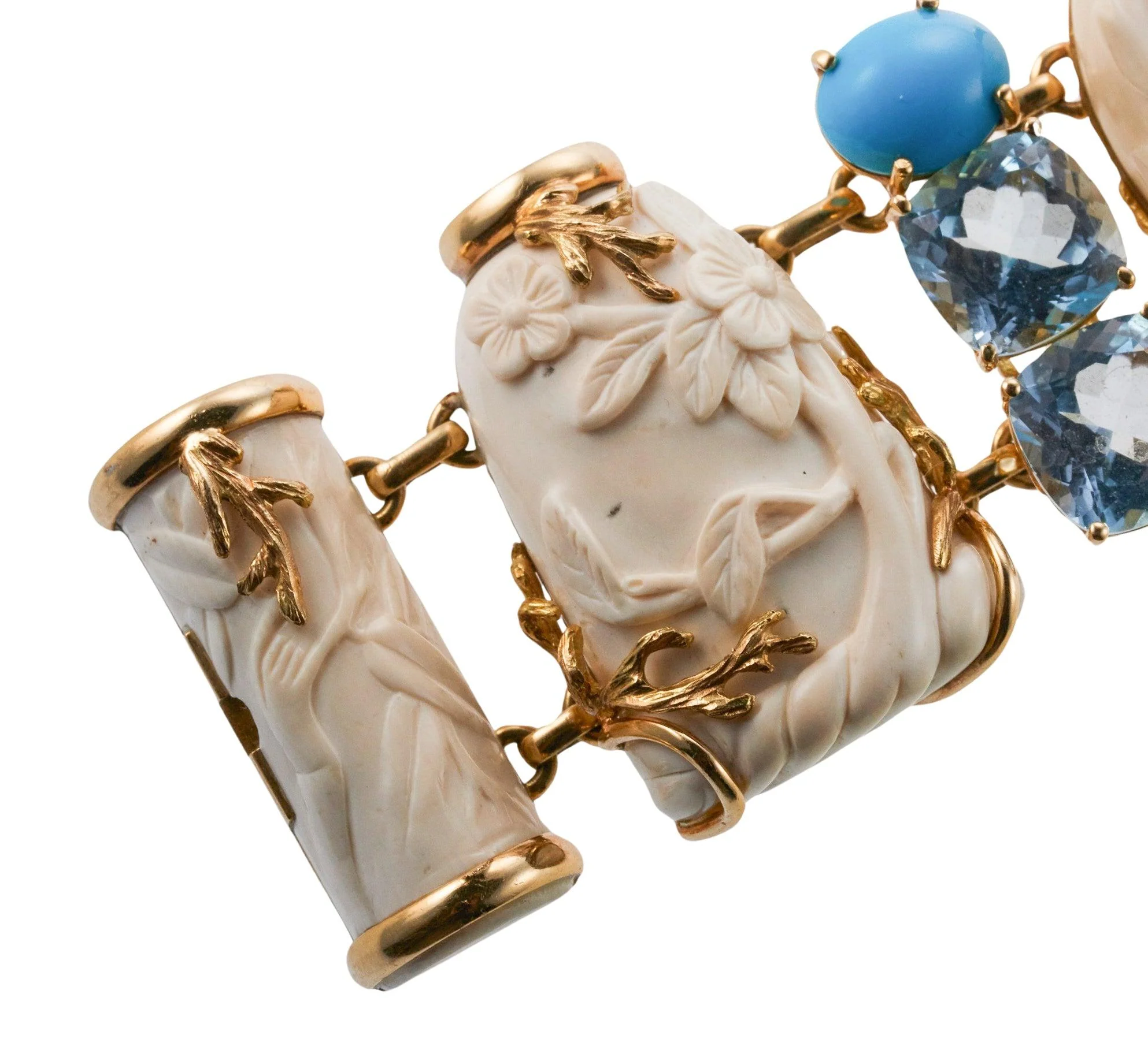 Seaman Schepps Blue Topaz Turquoise Gold Snuff Bottle Bracelet