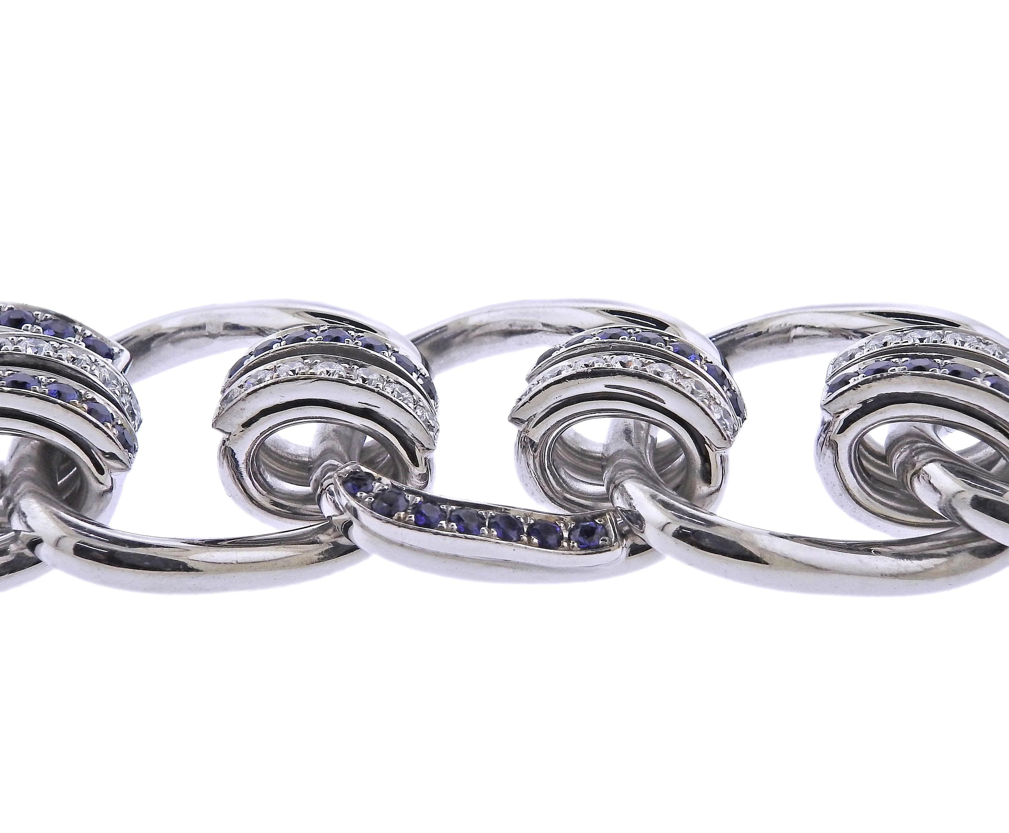 Seaman Schepps Mousetrap Sapphire Diamond Gold Bracelet