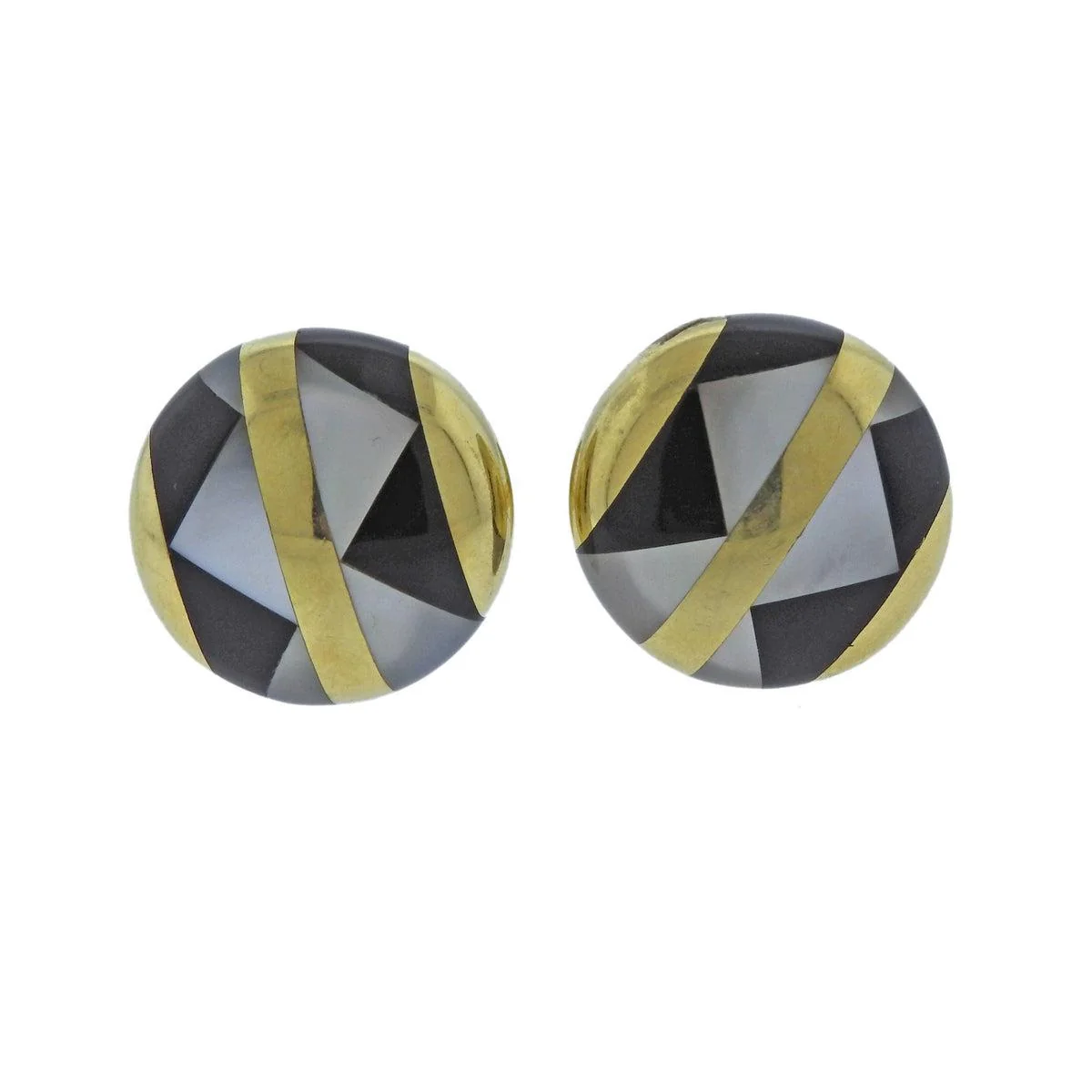 Tiffany Co Onyx Mother of Pearl Inlay Gold Cufflinks