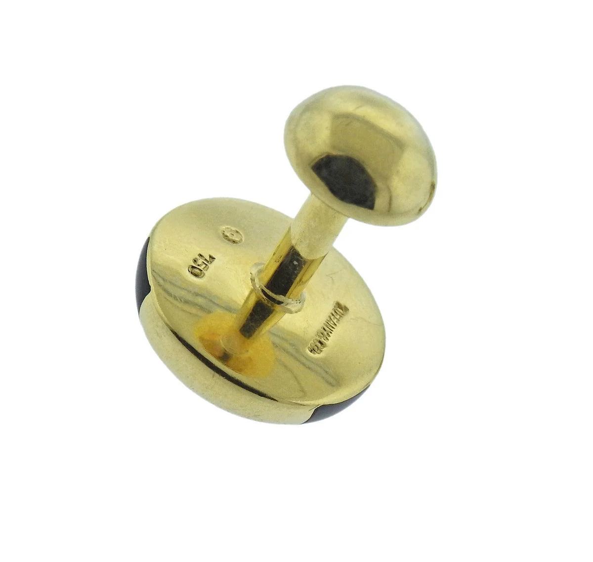 Tiffany  Co Onyx Mother of Pearl Inlay Gold Cufflinks