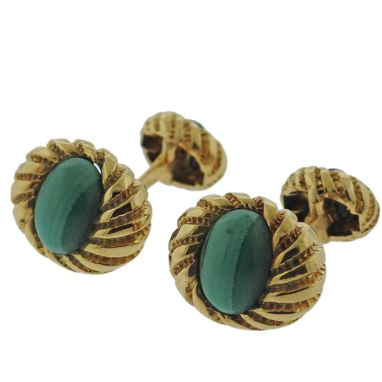 Tiffany  Co. Schlumberger Malachite Gold Cufflinks