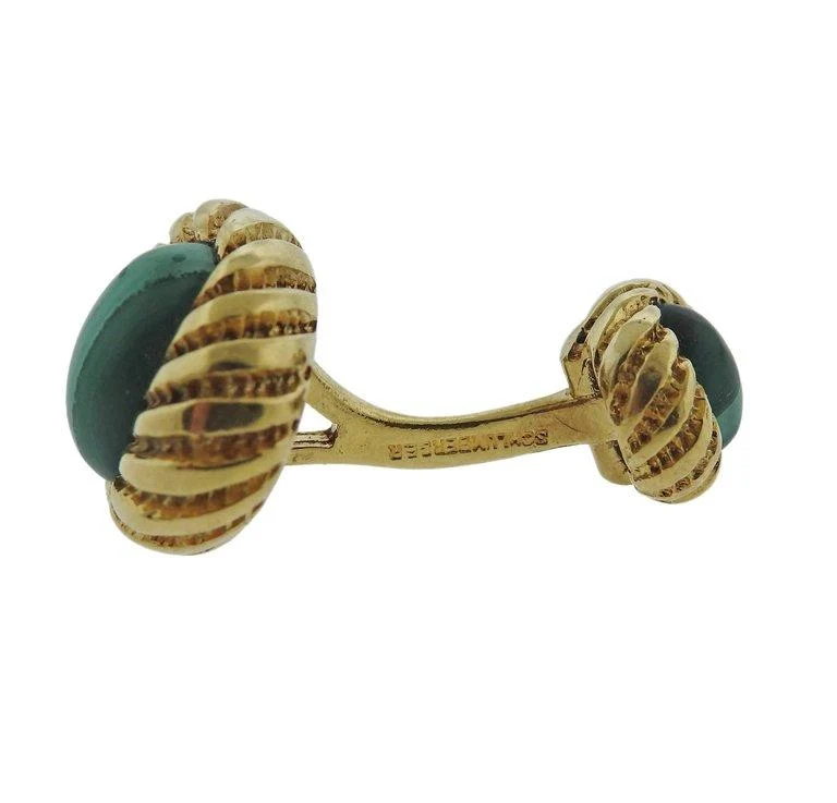 Tiffany Co. Schlumberger Malachite Gold Cufflinks