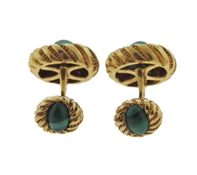 Tiffany  Co. Schlumberger Malachite Gold Cufflinks