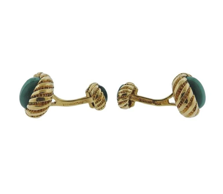 Tiffany  Co. Schlumberger Malachite Gold Cufflinks