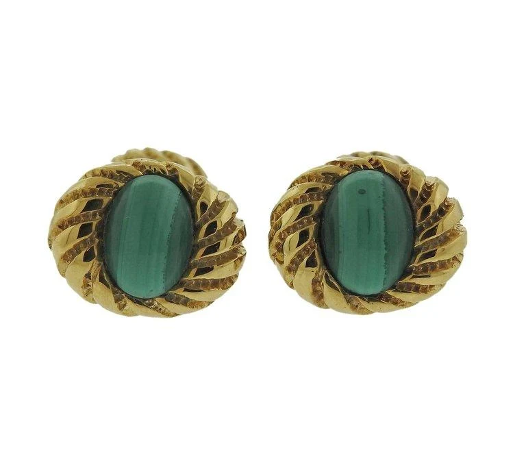 Tiffany  Co. Schlumberger Malachite Gold Cufflinks