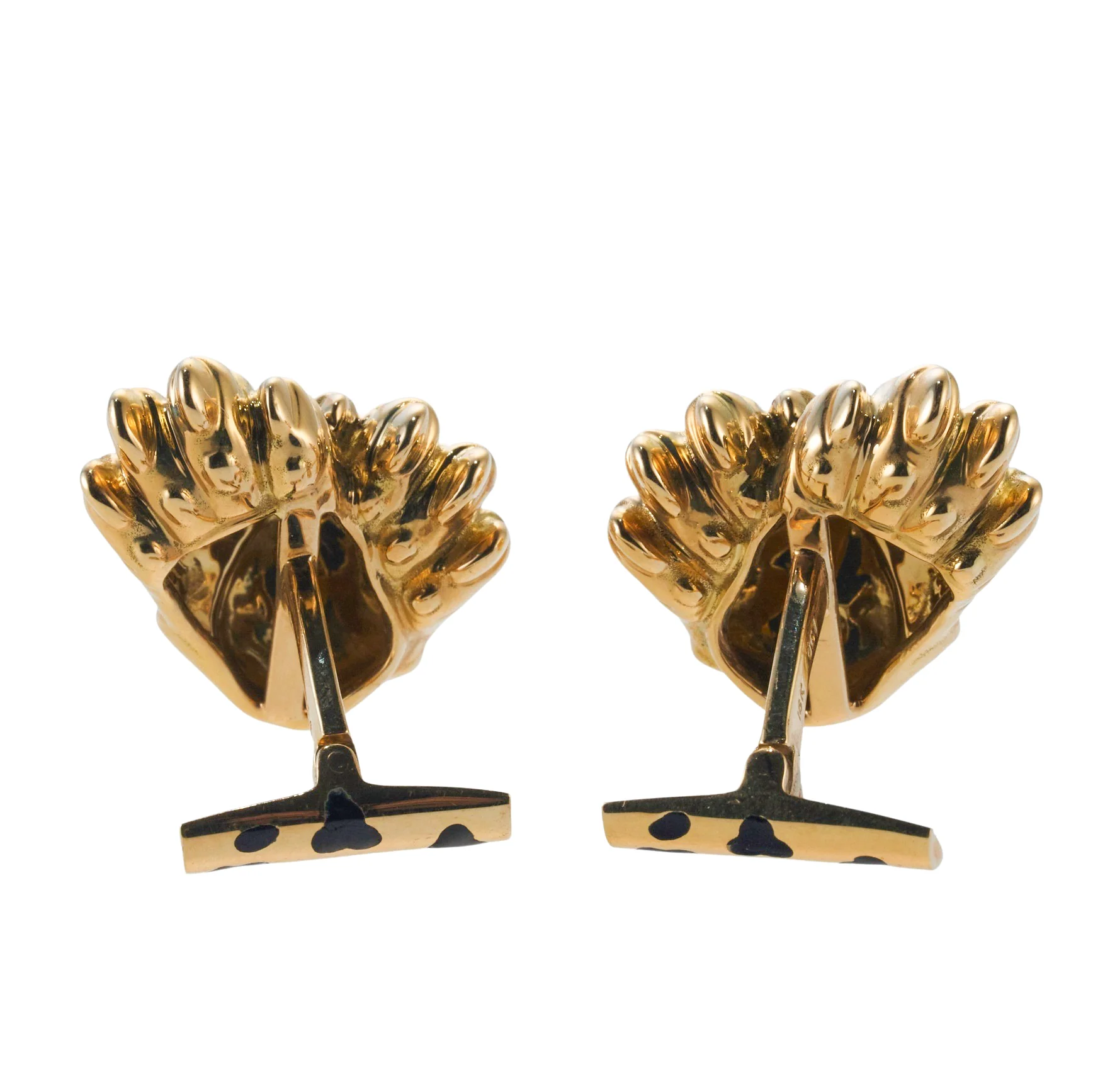 David Webb Enamel Gold Leopard Claw Cufflinks