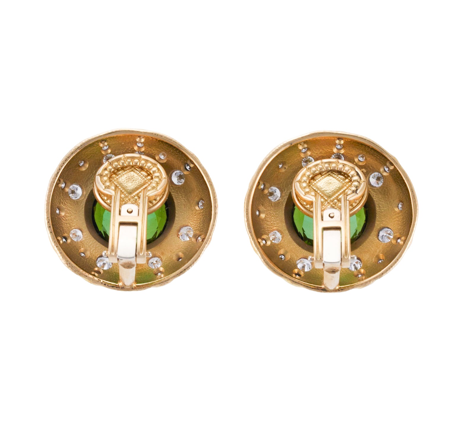 Alex Sepkus 18K Gold 15.00ct Green Tourmaline 1.40ct Diamond Earrings