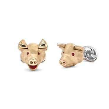 Deakin  Francis Ruby Sterling Silver Pig Head Cufflinks - Replica Luxury Handbag Store