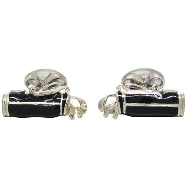 Deakin Francis Sterling Silver Black Enamel Golf Bag Cufflinks - Replica Luxury Handbag Store