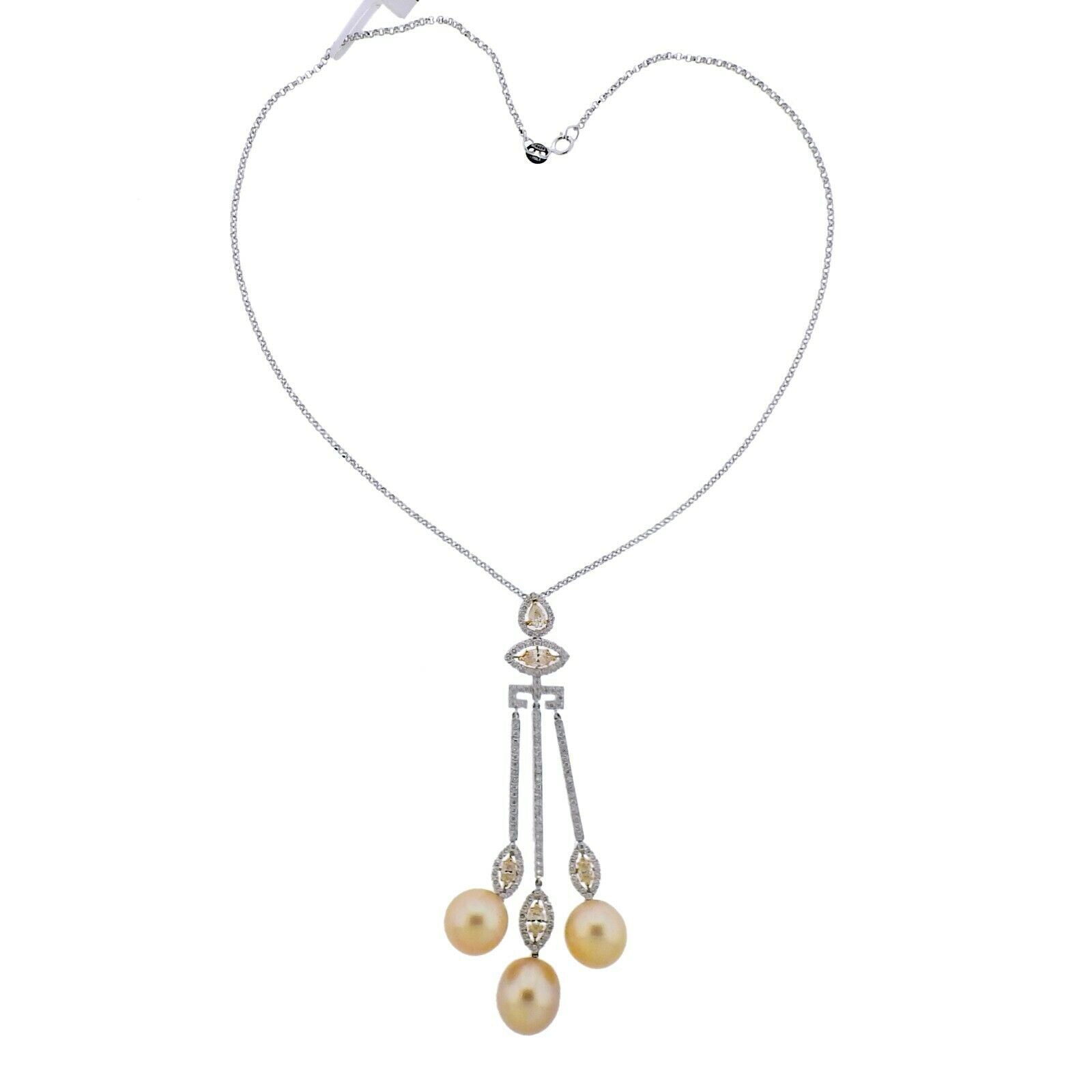 Assael South Sea Pearl Yellow Diamond Gold Pendant Necklace - Replica Luxury Handbag Store