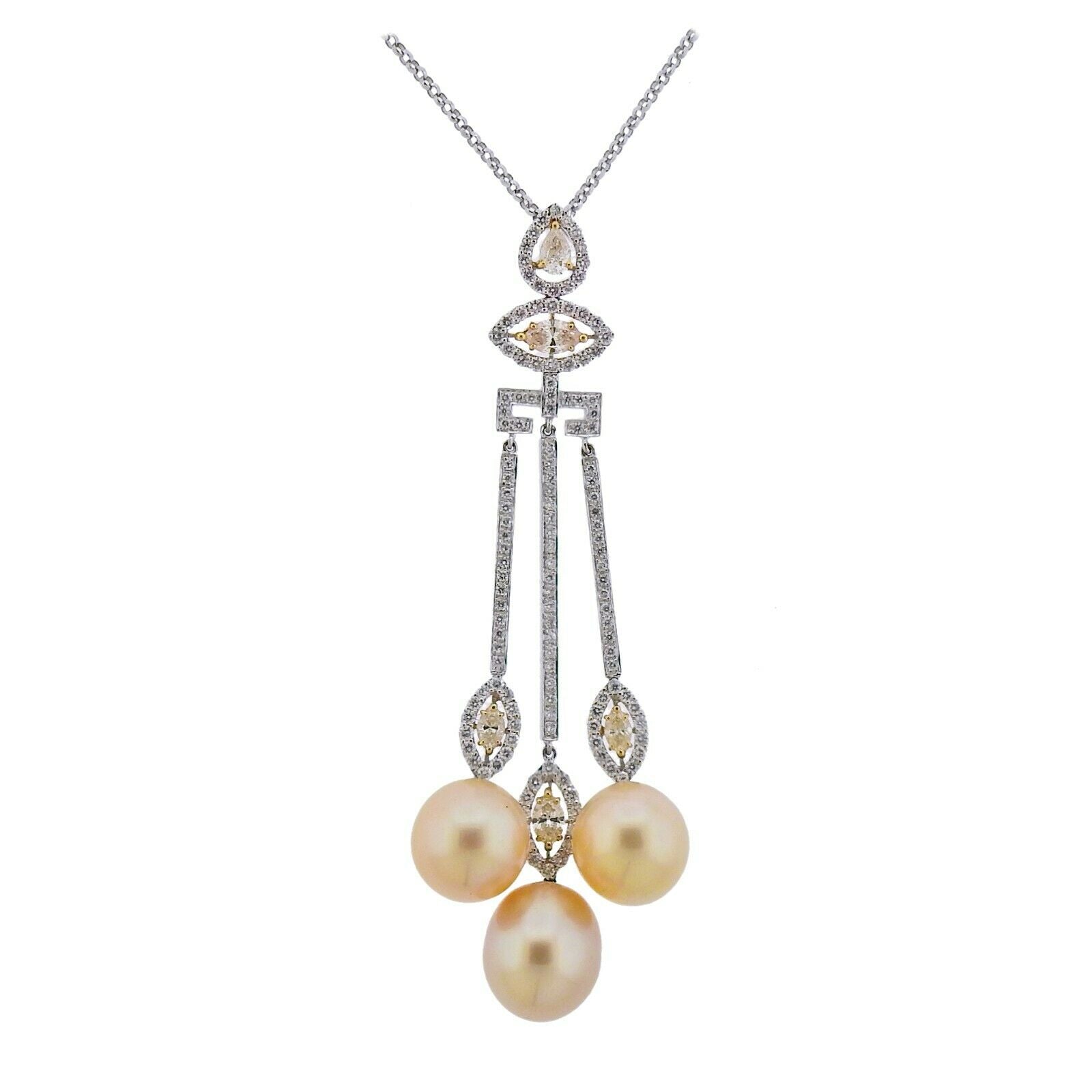 Assael South Sea Pearl Yellow Diamond Gold Pendant Necklace - Replica Luxury Handbag Store