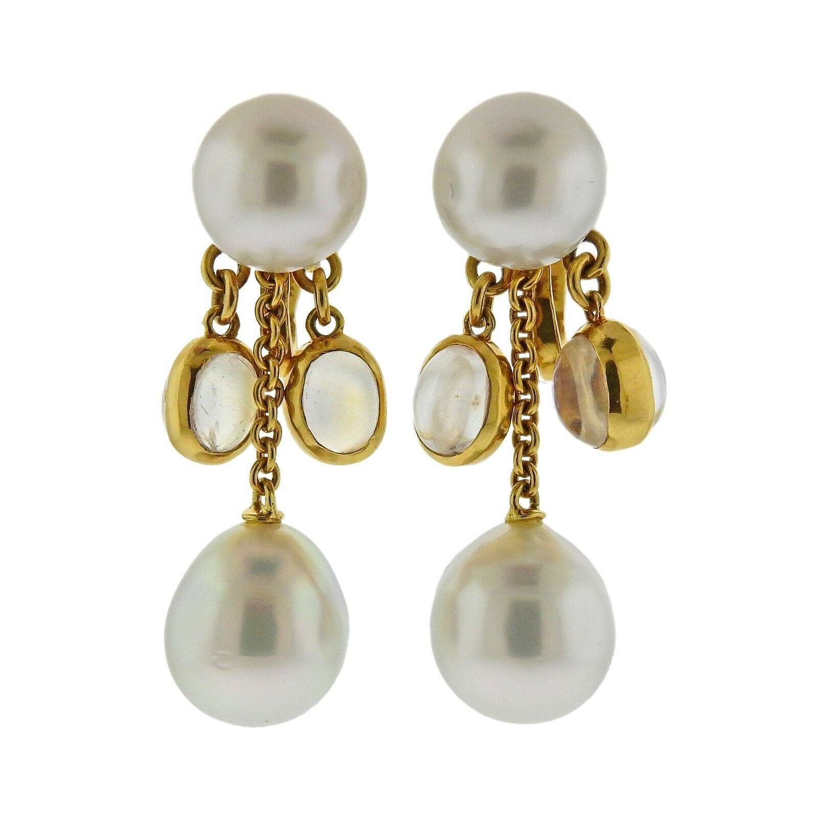 Assael Prince Dimitri South Sea Pearl Moonstone Gold Drop Earrings - Replica Luxury Handbag Store