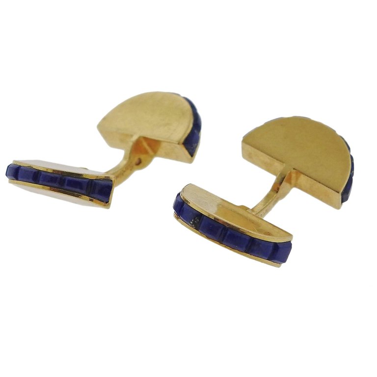 Cartier Paris France Lapis Lazuli Gold Cufflinks - Replica Luxury Handbag Store