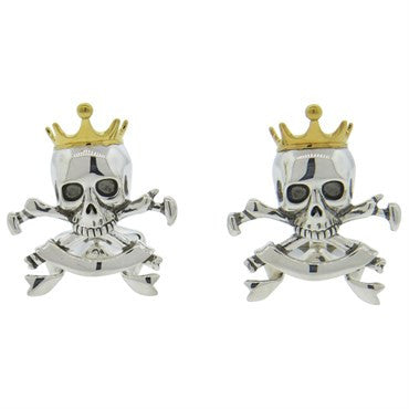 Deakin  Francis Sterling Silver Skull Crown Cufflinks - Replica Luxury Handbag Store