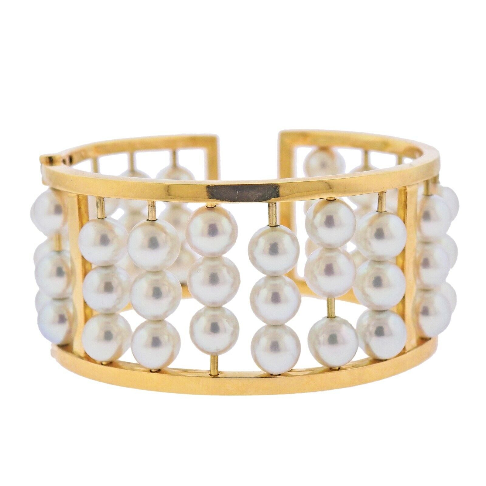 Assael Pearl Gold Wide Bangle Bracelet - Replica Luxury Handbag Store