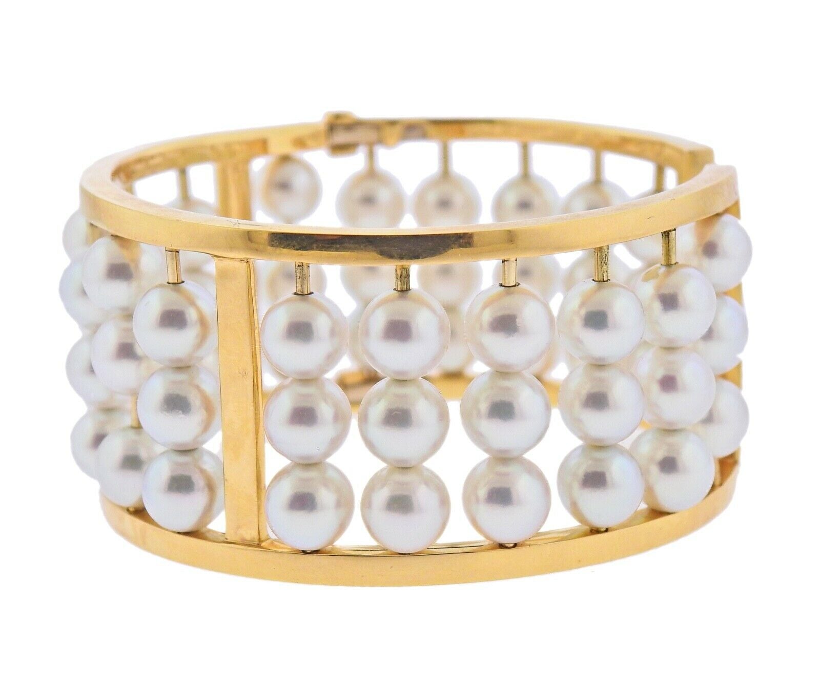 Assael Pearl Gold Wide Bangle Bracelet - Replica Luxury Handbag Store