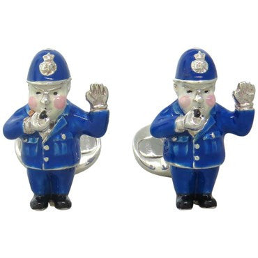 Deakin  Francis Enamel Sterling Silver Policeman Cufflinks - Replica Luxury Handbag Store