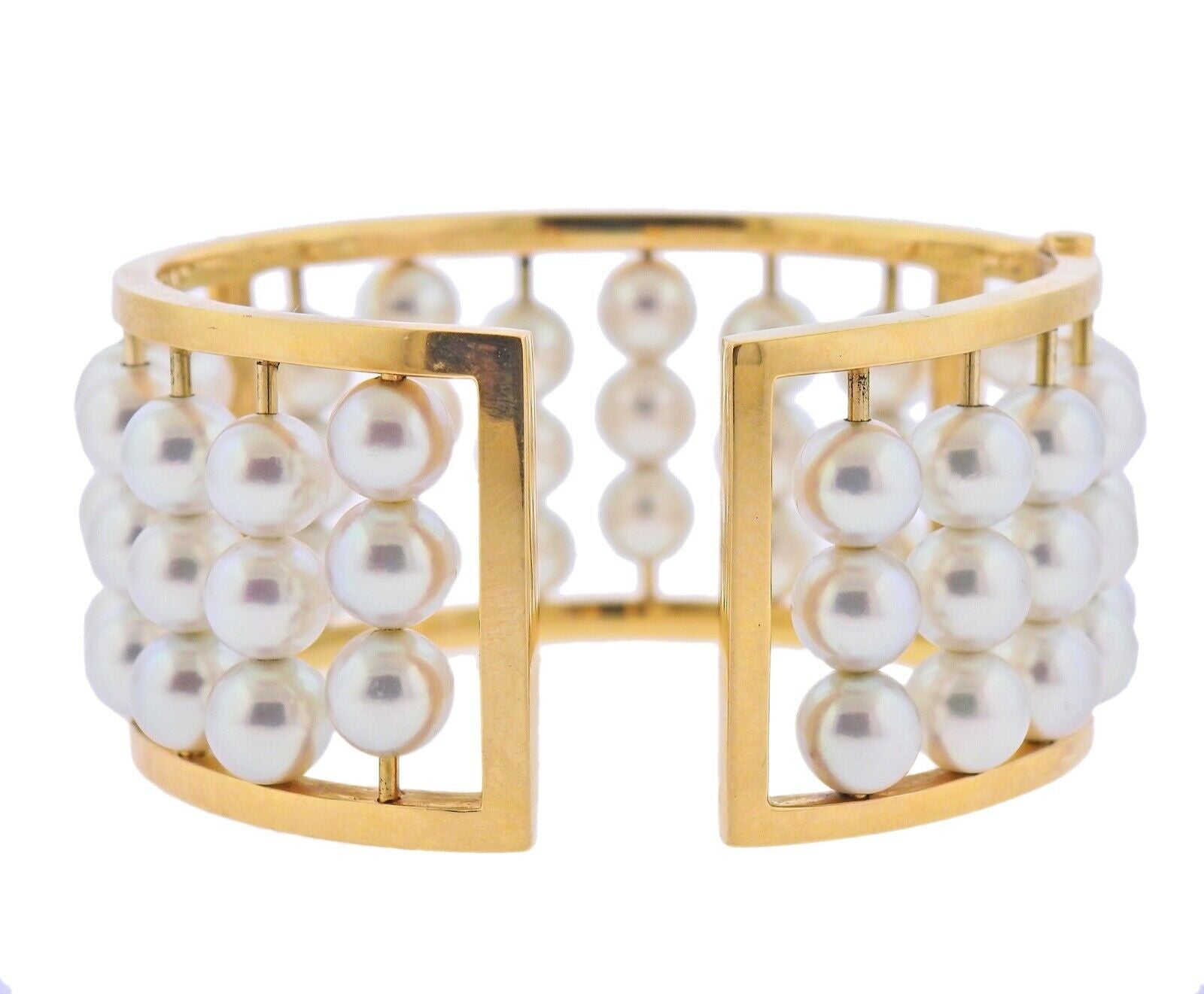 Assael Pearl Gold Wide Bangle Bracelet - Replica Luxury Handbag Store