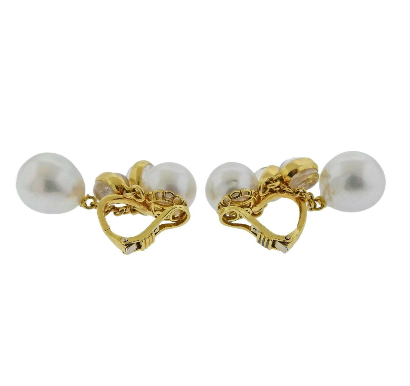 Assael Prince Dimitri South Sea Pearl Moonstone Gold Drop Earrings - Replica Luxury Handbag Store