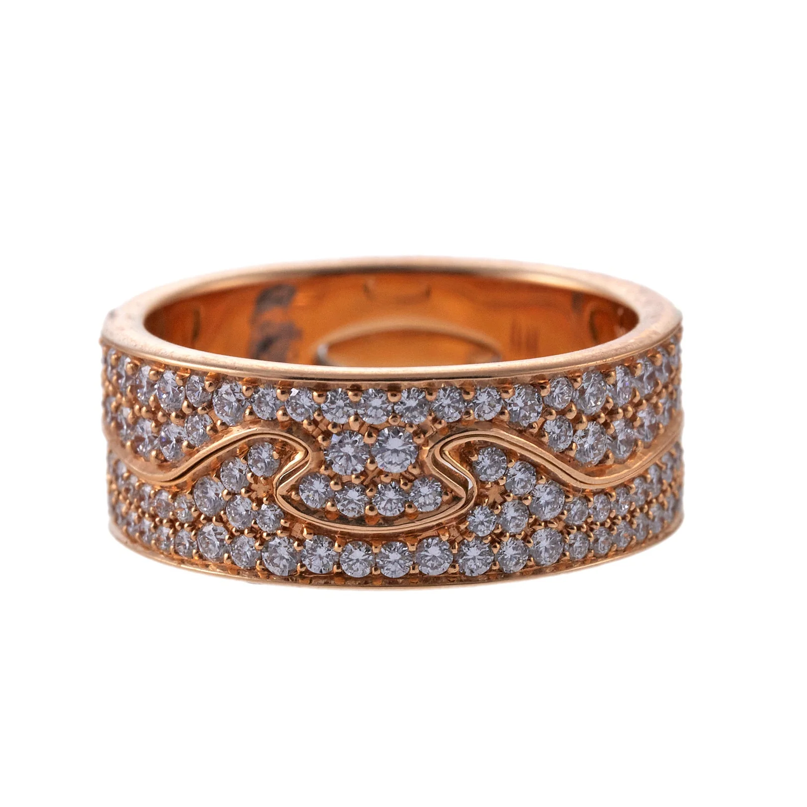 Georg Jensen Fusion Rose Gold Diamond Puzzle Ring Set #1370