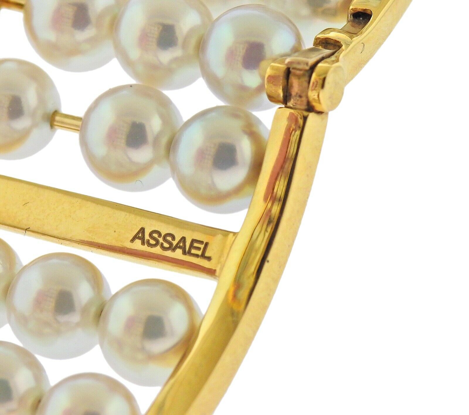 Assael Pearl Gold Wide Bangle Bracelet - Replica Luxury Handbag Store