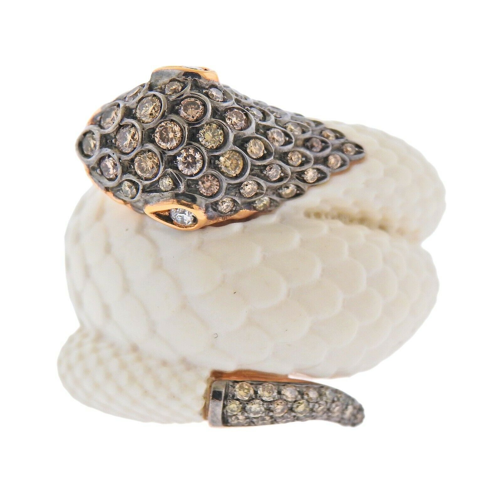 De Grisogono Mammoth Tusk Diamond Gold Snake Serpent Ring - Replica Luxury Handbag Store