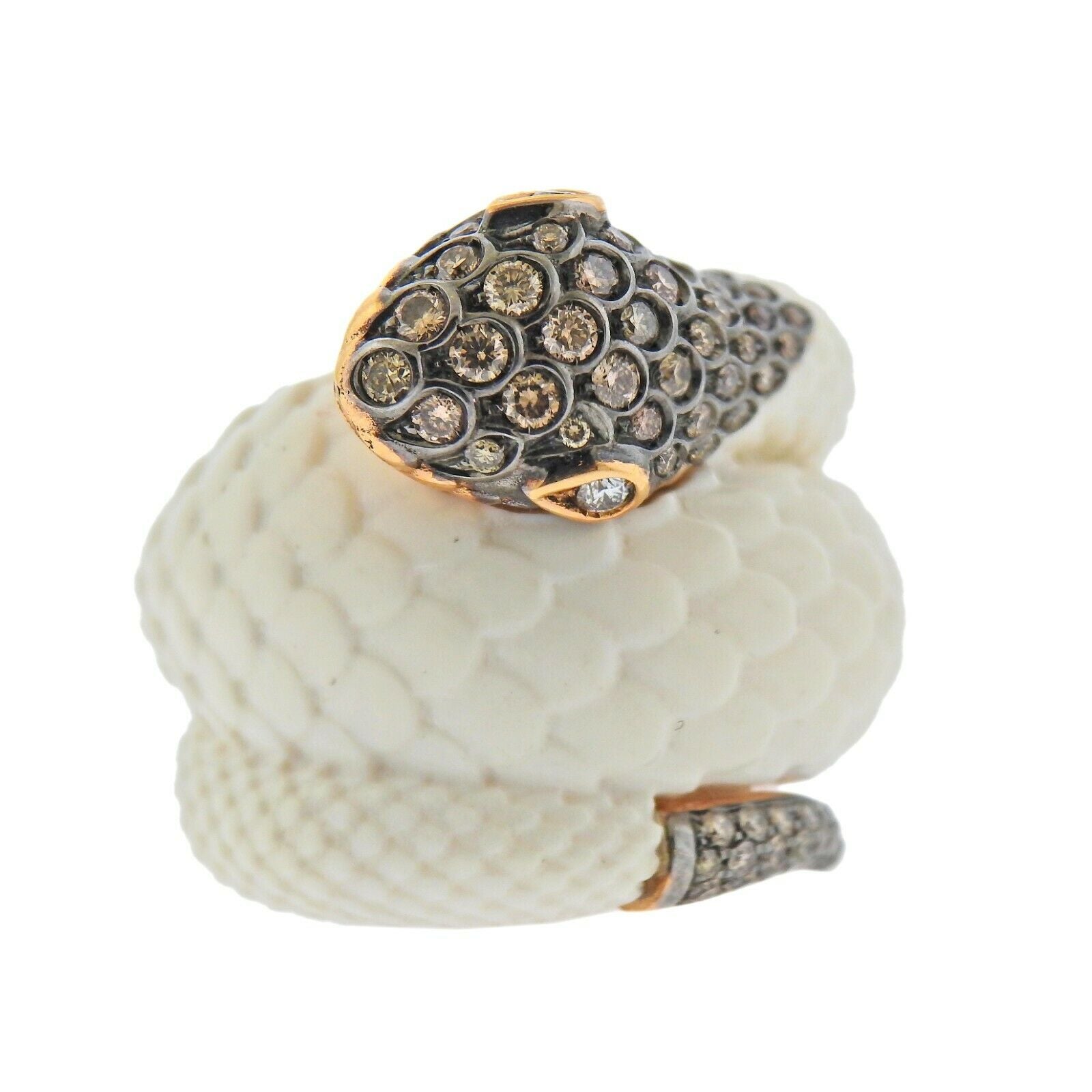 De Grisogono Mammoth Tusk Diamond Gold Snake Serpent Ring - Replica Luxury Handbag Store