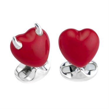 Deakin Francis Enamel Sterling Good and Bad Heart Cufflinks - Replica Luxury Handbag Store