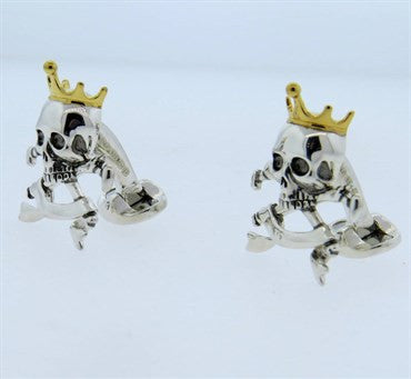 Deakin  Francis Sterling Silver Skull Crown Cufflinks - Replica Luxury Handbag Store