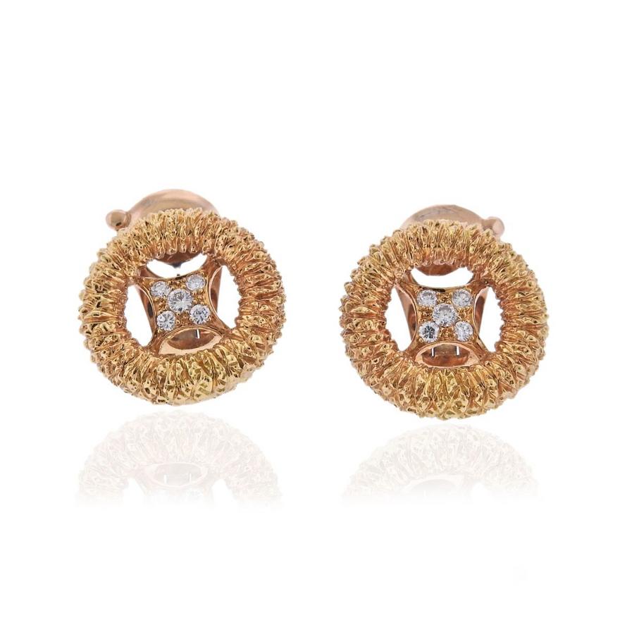 1960s Van Cleef Arpels Diamond 18K Gold Earrings