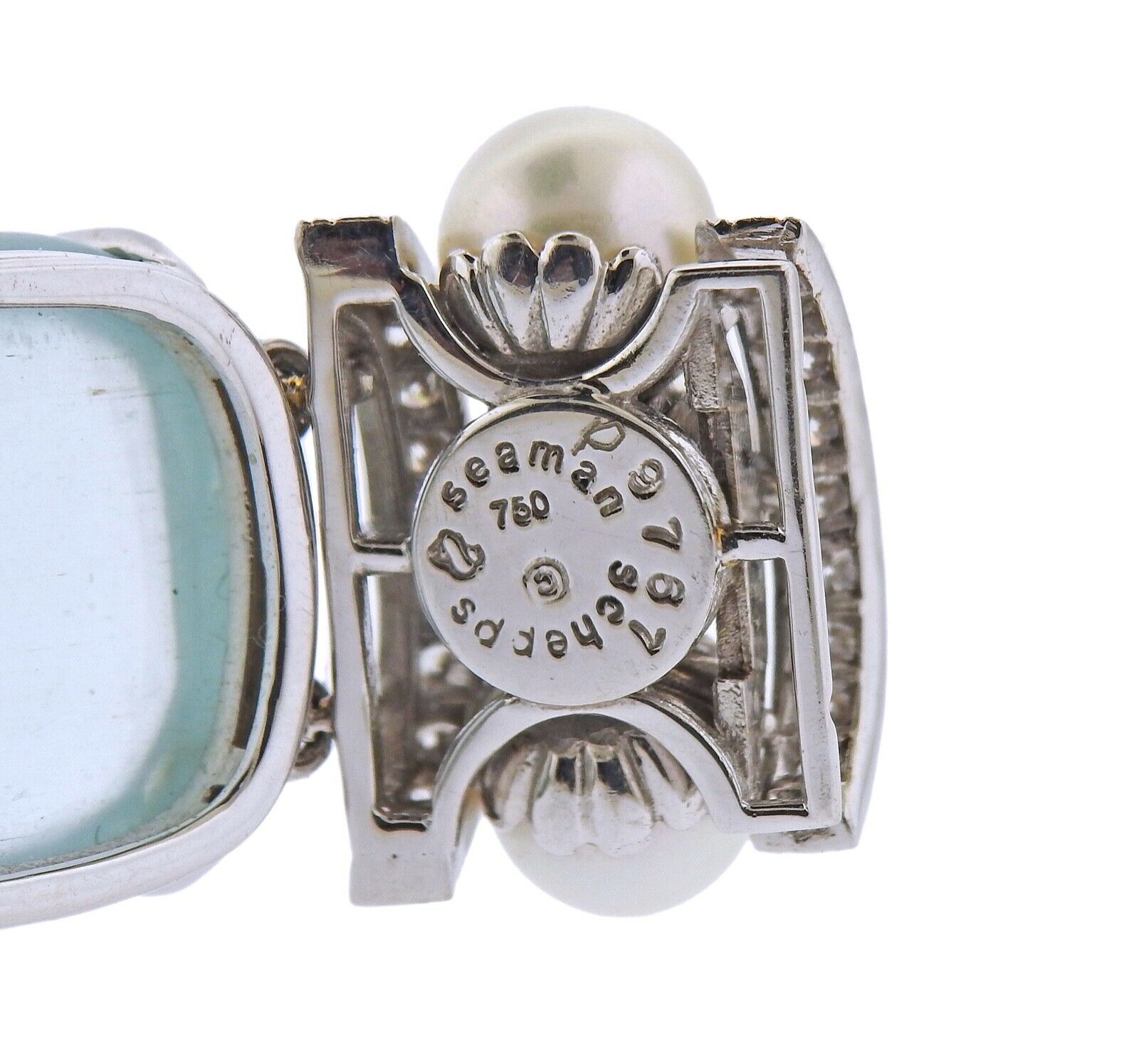 Seaman Schepps Gold Pearl Diamond Aquamarine Bracelet - Replica Luxury Handbag Store