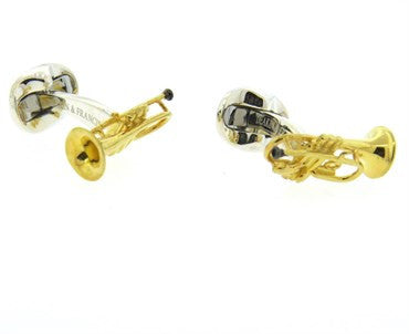 Deakin Francis Enamel Sterling Silver Trumpet Cufflinks - Replica Luxury Handbag Store