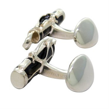 Deakin  Francis Sterling Silver Black Enamel Golf Bag Cufflinks - Replica Luxury Handbag Store