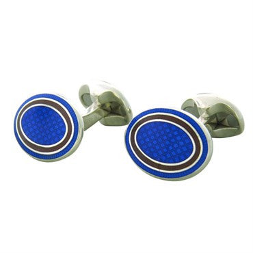 Deakin  Francis Blue Maroon Oval Sterling Silver Cufflinks - Replica Luxury Handbag Store