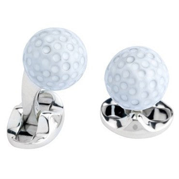 Deakin  Francis Sterling Silver White Enamel Golf Ball Cufflinks - Replica Luxury Handbag Store