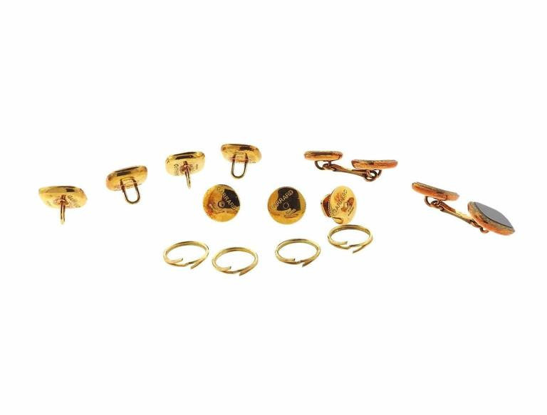 Garrard MOP and Onyx Gold Cufflink Button Stud Sets - Replica Luxury Handbag Store