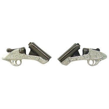 Deakin  Francis Sterling Silver Engraved Cocked Gun Cufflinks - Replica Luxury Handbag Store