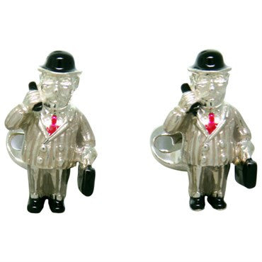 Deakin  Francis Sterling Silver Enamel Business Man Cufflinks - Replica Luxury Handbag Store