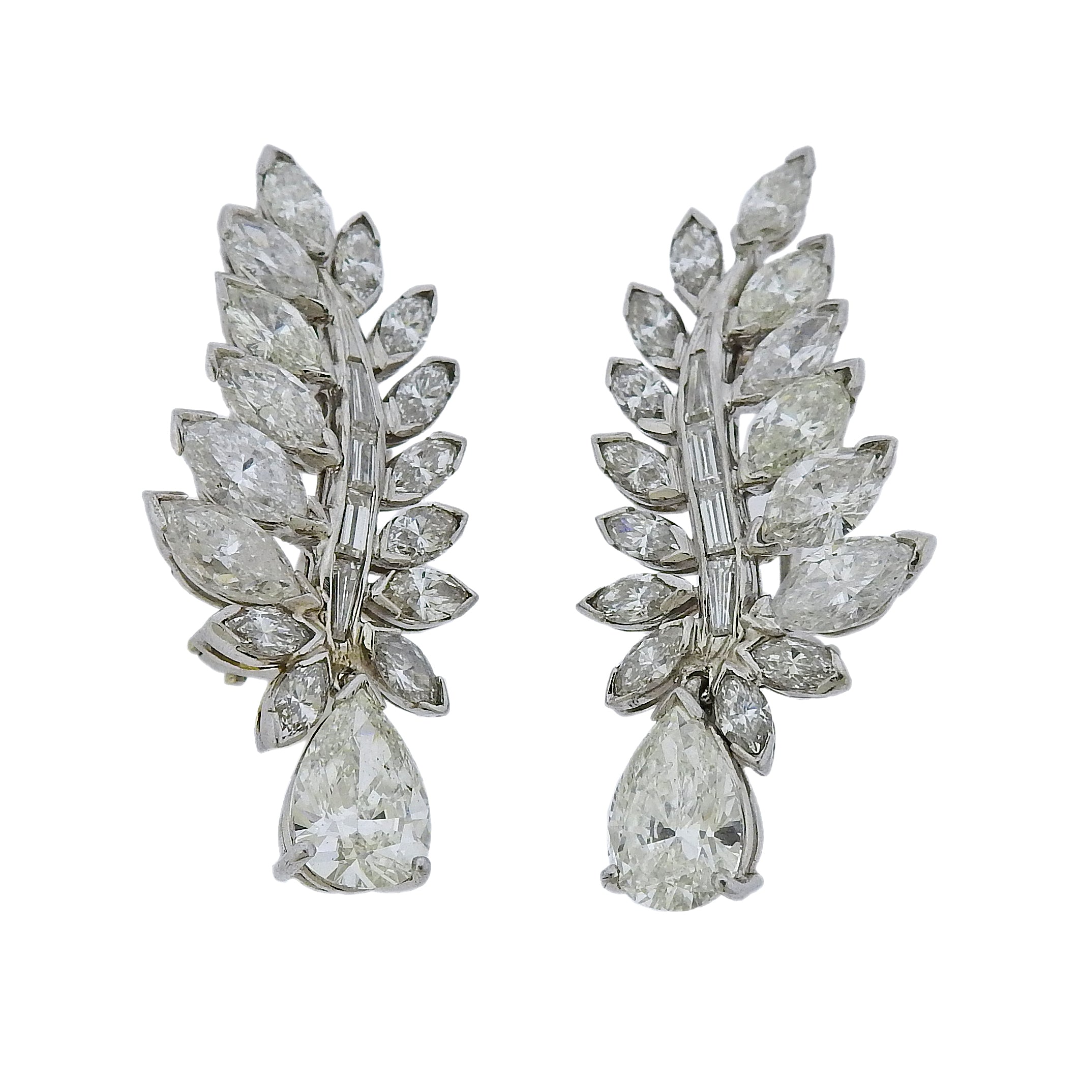 Iconic Mid Century 7 Carats Diamond Platinum Earrings - Replica Luxury Handbag Store